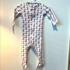 Lila and Hayes Zip up footie pajamas in Majestic Monkey.  3-6M